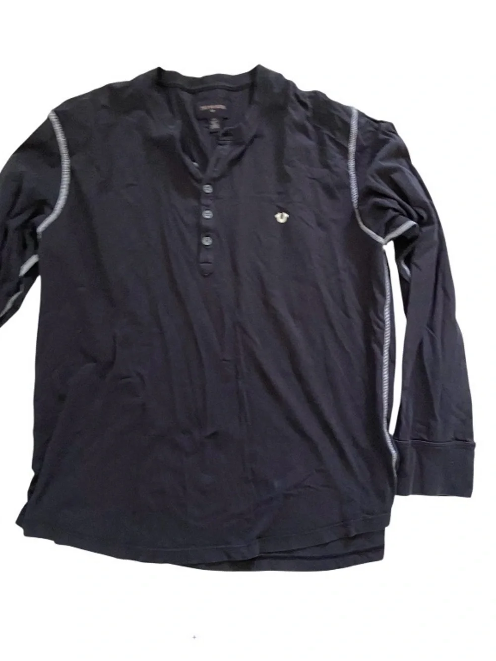 True Religion Black Long Sleeve Henley Thermal Shirt size L